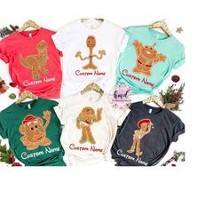 Personalized Ginger Cookies Toy Story Group Christmas T-shirt, Disney Buzz Woody Alien Forky Matching Tee, Disneyland Fa