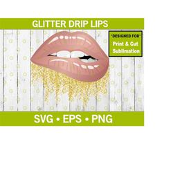 Fashion Pink Glitter Dripping Lips SVG ,Glitter Drip Lips SVG, Biting Lips SVG, Fashion Lips Svg, Designer Lips Svg, Sub