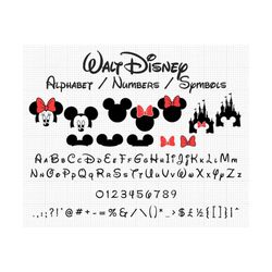 BUNDLE, Alphabet, Numbers, Symbols, Mickey Minnie Mouse, Castle, Ears Head Bow, Svg Png Formats, Cut, Cricut, Silhouette