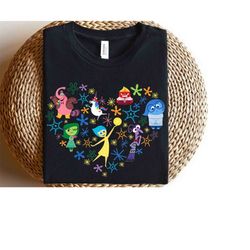 Disney and Pixars Inside Out Emotions Heart Shirt, Disneyland Vacation Trip, Unisex T-shirt Family Birthday Gift Adult K