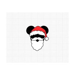 Christmas Santa Hat, Mickey Mouse, Santa Claus, Beard, Mustache, Svg and Png Formats, Cut, Cricut, Silhouette, Instant D