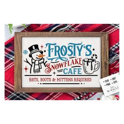 Frosty's snowflake cafe svg, Frosty's cafe label svg, Farmhouse Christmas svg, snowflake cafe svg, Vintage Christmas svg