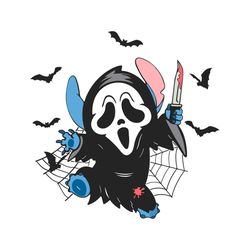 Stitch Scream Halloween Ghost Face SVG Graphic Design File