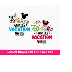 Bundle Family Vacation 2023 Svg, Family Trip Svg, Mouse and Friends Svg, Stars, Firework and Mouse Ears, Png Files For S