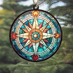 Compass Starlight Suncatcher Ornament, Compass Starlight Suncatcher Home Decor  Gifts, Compass Starl