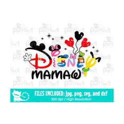 Mouse Family Mamaw Design SVG, Family Vacation Trip Shirt Design, Digital Cut Files svg dxf png jpg, Printable Clipart,