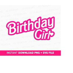 Pink Birthday Girl Svg, Cute Birthday Party Svg, Family Birthday Girl Svg, Png Svg Files For Print, Instant Download
