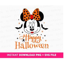 Miss Mouse Halloween Svg, Happy Halloween Svg, Halloween Spider and Bats Svg, Retro Halloween Svg, Spooky Vibes, Svg Png
