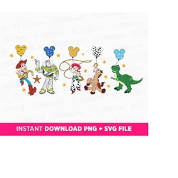 Toy Friends with Balloons Svg, Family Vacation Svg, Family Trip Svg, Best Friends Svg, Cowboy and Friends Svg, Png Svg F