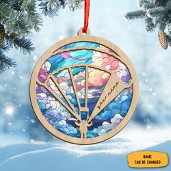 Personalized Skydiving Suncatcher Ornament, Skydiving Christmas Ornament, Best Gifts For Skydivers