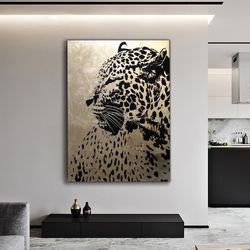 Abstract Leopard Canvas Wall Art ,Leopard Canvas Painting ,Leopard Wall Decor ,Leopard Canvas Print, Ready To Hang Canva