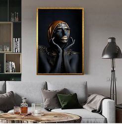 African Woman Canvas Wall Art , African Woman Canvas, Home Decor ,Framed Canvas Print , Fashion Woman Art, Wall Decor, R