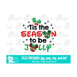 Tis The Season To Be Jolly SVG, Mouse Plaid Family Holiday Vacation Trip, Digital Cut Files svg dxf jpeg png, Printable