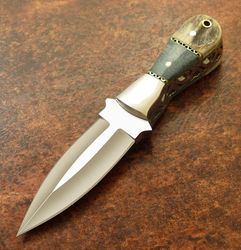 CUSTOM HAND MADE D2 STEEL FULLER ART FULL TANG KNIFE STAG ANTLER & WOOD HANDLE