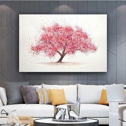 cherry tree canvas wall art , pink tree canvas painting , pop art tree canvas print , modern home decor , ready to hang