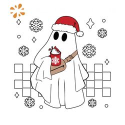 Funny Cute Ghost Christmas Santa Hats SVG File For Cricut