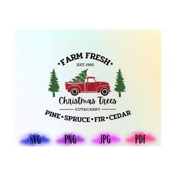 Farm Fresh Christmas Trees PNG, Pine Trees SVG, Pine Spruce Fir PNG, Christmas Clipart, Holiday Sublimation Png, Cricut