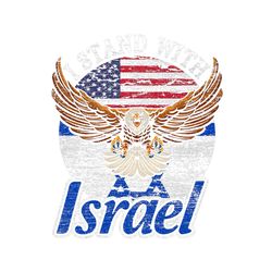 Retro USA Eagle Stand With Israel PNG Sublimation File