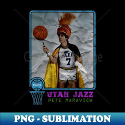 Retro Basketball Cards 70s - Pistol Pete Maravich - Modern Sublimation PNG File - Perfect for Personalization