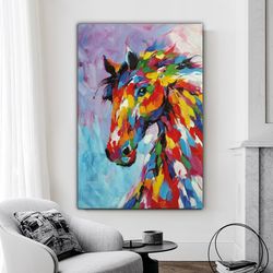 Colorful Horse Canvas Painting, Horse Canvas Wall Art, Horse Canvas Wall Decor, Horse Poster, Modern Home Decor, Asmya R