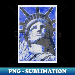 4th of July Statue of Liberty Batik blue crackle style - Unique Sublimation PNG Download - Perfect for Sublimation Art