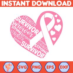 Breast Cancer Svg, Strong Brave Strength Svg, Cancer Svg, Cancer Awareness, Ribbon Svg