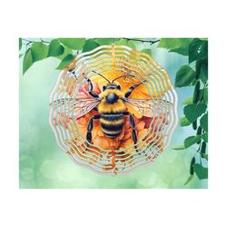3D Bee Floral Wind Spinner Sublimation Design Template, Wind Spinner PNG, 10 inch Round Sublimation, Round Hanging Spinn