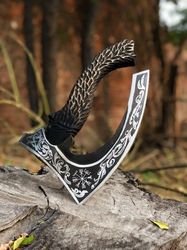 viking camping axe, handmade pizza axe, christmas gift axe, hatchet axe, viking bearded camping axe