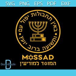 Vintage Mossad Logo Pray For Israel SVG Digital Cricut File