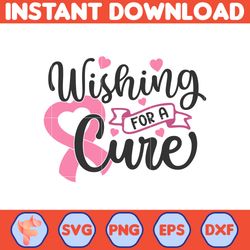 Breast Cancer Svg, Wishing For A Cure Svg, Cancer Svg, Cancer Awareness, Instant Download, Ribbon Svg