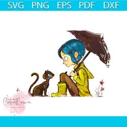 Vintage Coraline Doll And Cat PNG Sublimation Download
