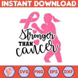 breast cancer svg, stronger than cancer svg, cancer svg, cancer awareness, instant download, ribbon svg