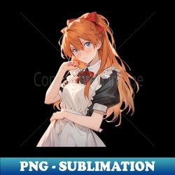 Asuka Langley Soryu Neon Genesis Evangelion Maid Dress 2 - Signature Sublimation PNG File - Stunning Sublimation Graphics