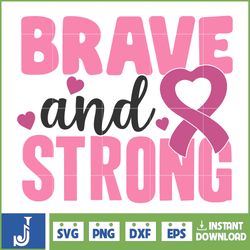 Breast Cancer Svg, Brave And Strong Svg, Cancer Svg, Cancer Awareness, Ribbon Svg