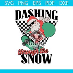 Retro Christmas Dashing Through The Snow SVG Cricut File