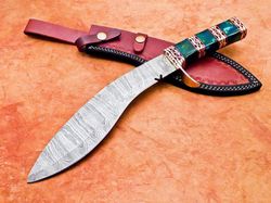 custom handmade Damascus steel hunting bowie knife resinwood handle gift for him groomsmen gift wedding anniversary gift