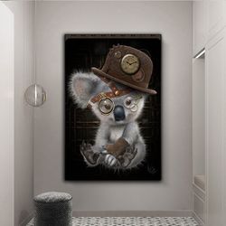 kuala with glasses canvas wall art , kuala with hat canvas painting , kuala canvas print , animal world canvas , ready t