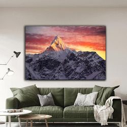 Mountain And Sunset Canvas Wall Art , Mountain Canvas Painting , Landscape Canvas Print, Modern Home Decor ,Canvas Ready