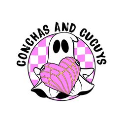 Cute Ghost Holding Pink Heart Conchas And Cucuys SVG File