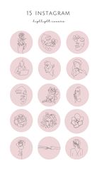 15 Pink Instagram Highlight Icons. Line Art Instagram Highlights Images. Boho Instagram Highlights Covers