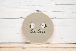 boo bees cross stitch pattern halloween cross stitch pattern cute ghost bee funny cross stitch decor insects crossstitch