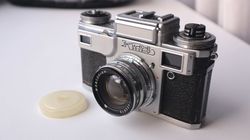 kiev 4m soviet 35mm slr camera with jupiter 8m lens vintage decor