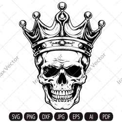 Skull svg file, King Skull svg, Skull cut file, Skull in crown svg file, Day of death , skull king crown, halloween, got
