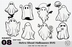 Retro Ghost Halloween Sublimation SVG