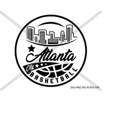 Atlanta, basketball. silhouette, INSTANT DOWNLOAD, svg-png-eps-dxf-ai-jpg