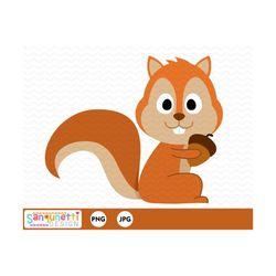squirrel woodland clipart with acorn graphic