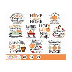 Fall home decor clipart, autumn pumpkin digital art instant download