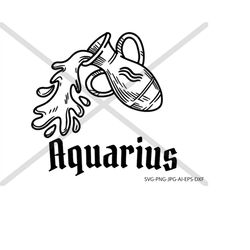 Aquarius, signs of the zodiac. silhouette, INSTANT DOWNLOAD, svg-png-eps-dxf-ai-jpg