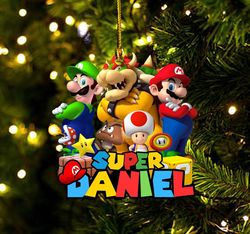 Personalized Super Mario Ornament, Super Mario Christmas Ornament, Gamer Gift