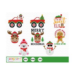 Christmas Clipart for kids, Monster trucks, christmas characters, holiday digital art, PNG EPS JPG
